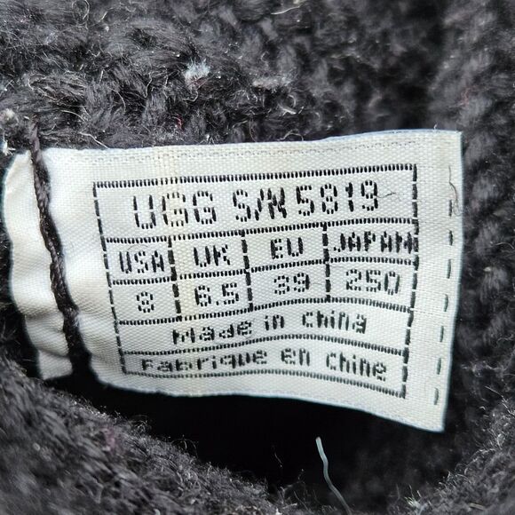 UGG Australia Classic Cardy Knit Boot Womens Size 8 Wool Black Buttons Fold Over - Picture 8 of 14